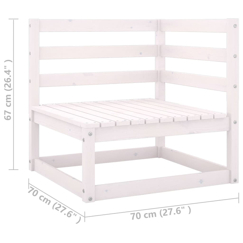 11-tlg. Garten-Lounge-Set mit Kissen Weiss Kiefer Massivholz